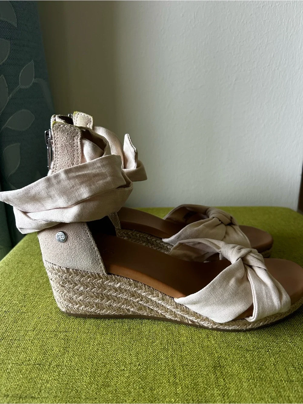 UGG Beige Knot Espadrille Wedge Sandals